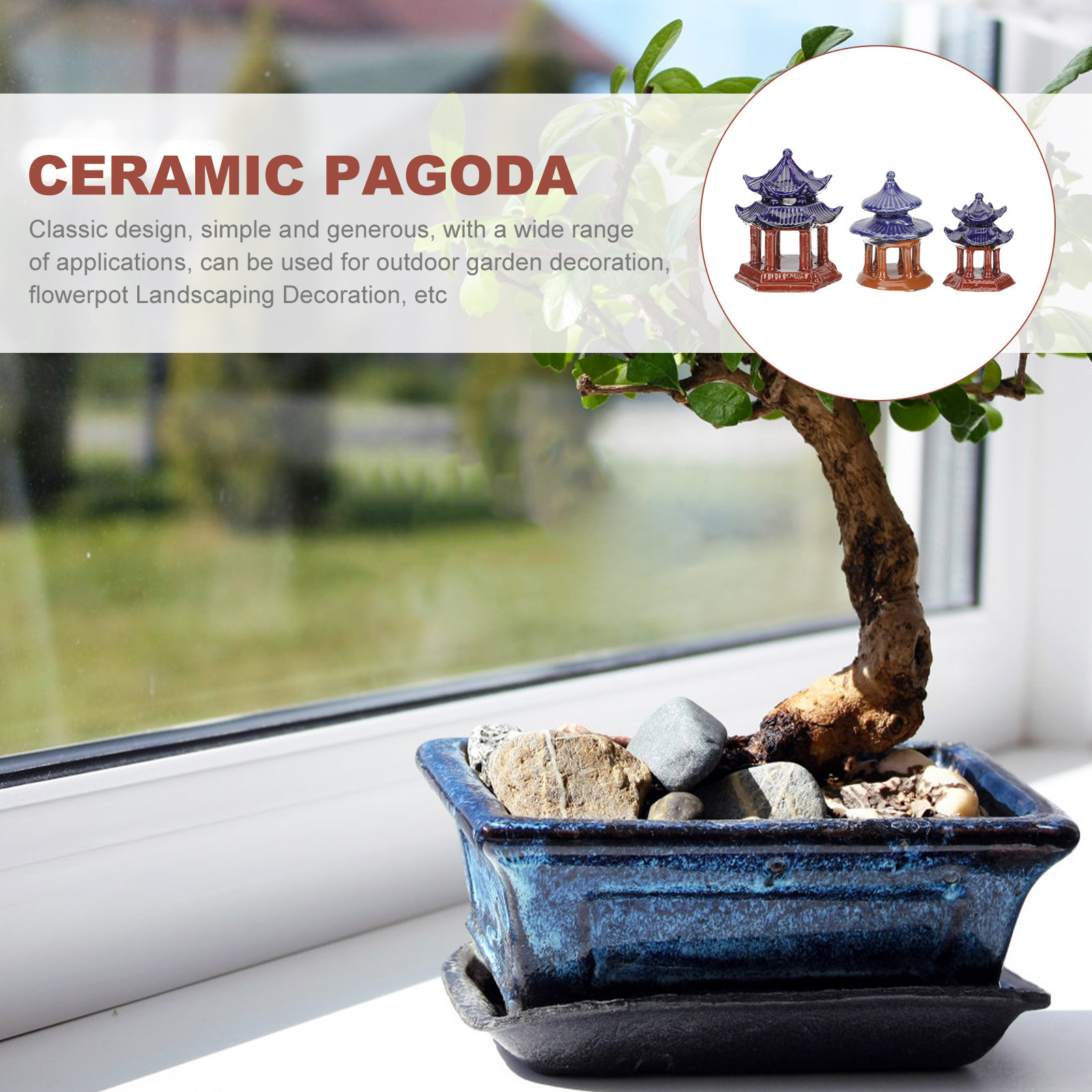 3Pcs Ceramic Pavilion Miniatur - đánh giá và giá Aquarium Fish Tank